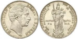 2 Gulden Royaume de Bavière (1806 - 1918) Argent Maximilien II de Bavière(1811 - 1864)