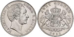 2 Gulden Royaume de Bavière (1806 - 1918) Argent Maximilien II de Bavière(1811 - 1864)