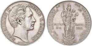 2 Gulden Royaume de Bavière (1806 - 1918) Argent Maximilien II de Bavière(1811 - 1864)