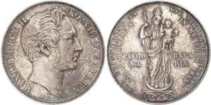 2 Gulden Royaume de Bavière (1806 - 1918) Argent Maximilien II de Bavière(1811 - 1864)