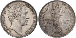 2 Gulden Royaume de Bavière (1806 - 1918) Argent Maximilien II de Bavière(1811 - 1864)