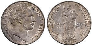 2 Gulden Royaume de Bavière (1806 - 1918) Argent Maximilien II de Bavière(1811 - 1864)