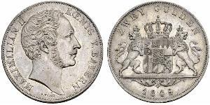 2 Gulden Royaume de Bavière (1806 - 1918) Argent Maximilien II de Bavière(1811 - 1864)