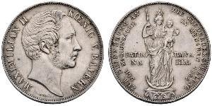 2 Gulden Royaume de Bavière (1806 - 1918) Argent Maximilien II de Bavière(1811 - 1864)