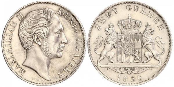 2 Gulden Royaume de Bavière (1806 - 1918) Argent Maximilien II de Bavière(1811 - 1864)