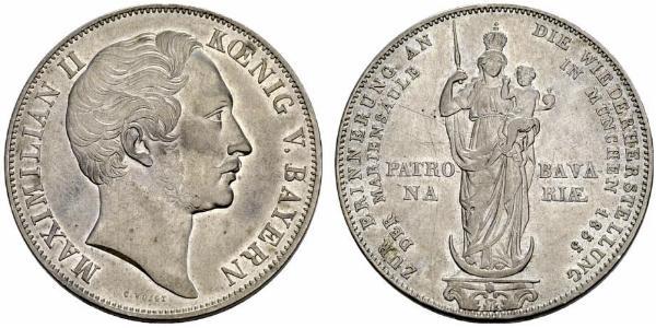 2 Gulden Royaume de Bavière (1806 - 1918) Argent Maximilien II de Bavière(1811 - 1864)