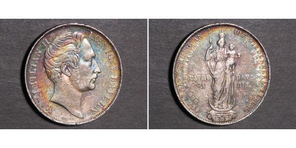 2 Gulden Royaume de Bavière (1806 - 1918) Argent Maximilien II de Bavière(1811 - 1864)