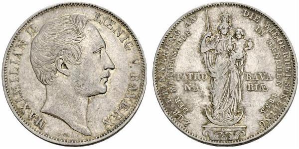 2 Gulden Royaume de Bavière (1806 - 1918) Argent Maximilien II de Bavière(1811 - 1864)