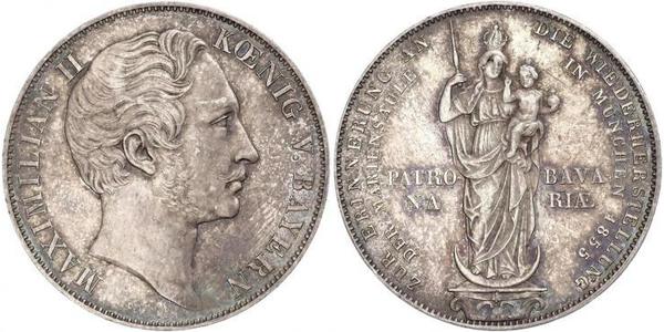 2 Gulden Royaume de Bavière (1806 - 1918) Argent Maximilien II de Bavière(1811 - 1864)