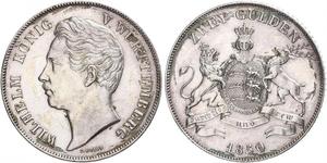 2 Gulden Royaume de Wurtemberg (1806-1918) Argent Guillaume Ier de Wurtemberg