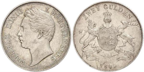 2 Gulden Royaume de Wurtemberg (1806-1918) Argent Guillaume Ier de Wurtemberg