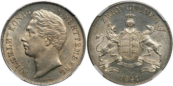 2 Gulden Royaume de Wurtemberg (1806-1918) Argent Guillaume Ier de Wurtemberg