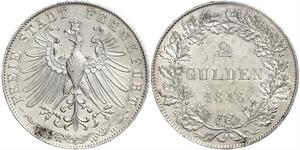 2 Gulden Ville libre de Francfort Argent 