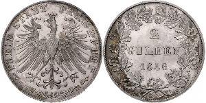 2 Gulden Ville libre de Francfort Argent 