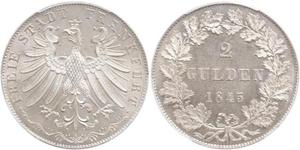 2 Gulden Ville libre de Francfort Argent 