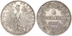 2 Gulden Ville libre de Francfort Argent 