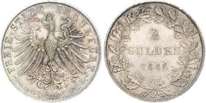 2 Gulden Ville libre de Francfort Argent 