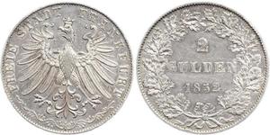 2 Gulden Ville libre de Francfort Argent 