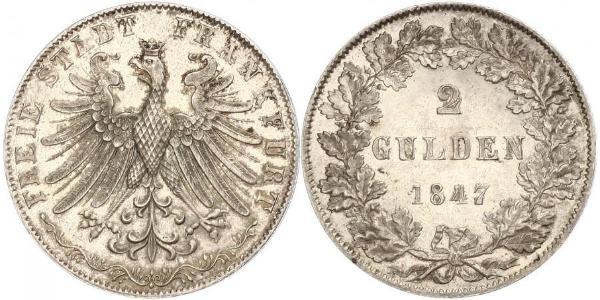 2 Gulden Ville libre de Francfort Argent 