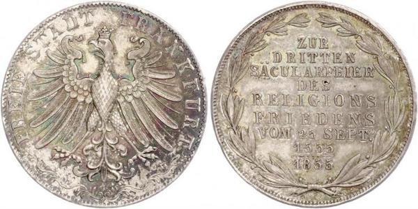 2 Gulden Ville libre de Francfort Argent 