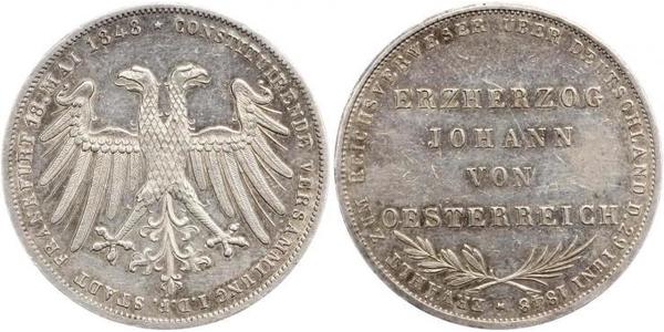 2 Gulden Ville libre de Francfort Argent 