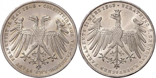2 Gulden Ville libre de Francfort Argent 