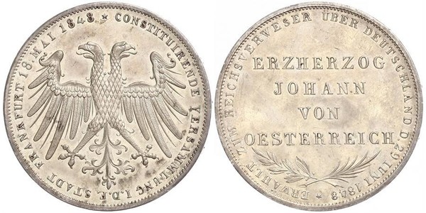 2 Gulden Ville libre de Francfort Argent 