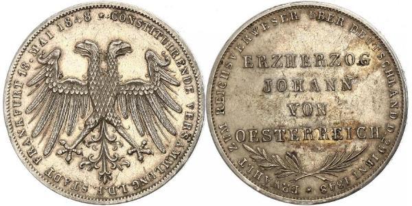 2 Gulden Ville libre de Francfort Argent 