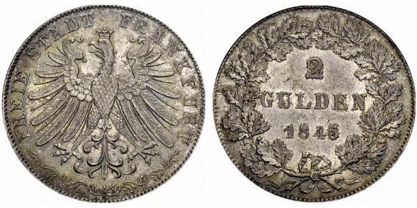 2 Gulden Città libera di Francoforte Argento 