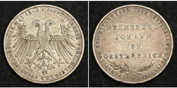 2 Gulden Città libera di Francoforte Argento 