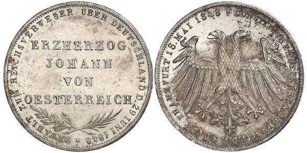 2 Gulden Città libera di Francoforte Argento 