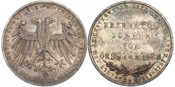 2 Gulden Città libera di Francoforte Argento 