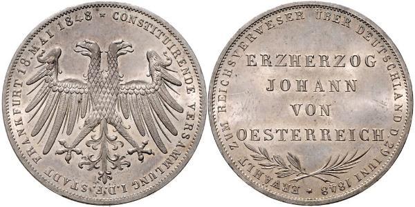 2 Gulden Città libera di Francoforte Argento 