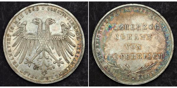 2 Gulden Città libera di Francoforte Argento 