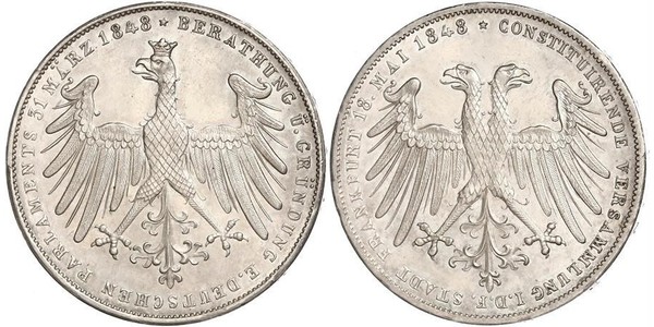 2 Gulden Città libera di Francoforte Argento 