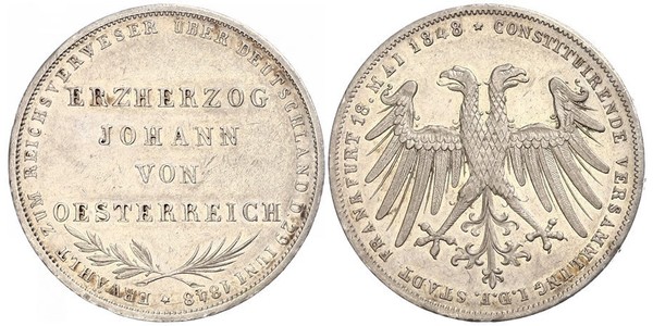 2 Gulden Città libera di Francoforte Argento 