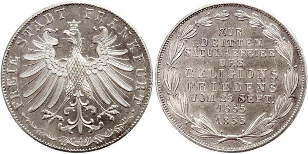2 Gulden Città libera di Francoforte Argento 