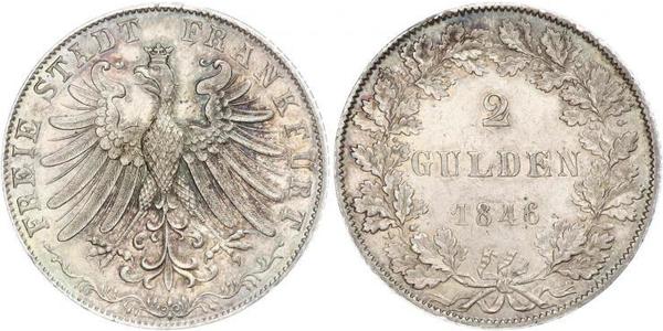 2 Gulden Città libera di Francoforte Argento 