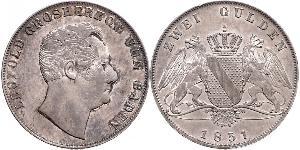 2 Gulden Grand Duchy of Baden (1806-1918) Argento Leopoldo di Baden(1790 – 1852)