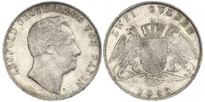 2 Gulden Grand Duchy of Baden (1806-1918) Argento Leopoldo di Baden(1790 – 1852)