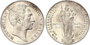 2 Gulden Regno di Baviera (1806 - 1918) Argento Massimiliano II di Baviera(1811 - 1864)