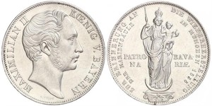 2 Gulden Regno di Baviera (1806 - 1918) Argento Massimiliano II di Baviera(1811 - 1864)