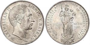 2 Gulden Regno di Baviera (1806 - 1918) Argento Massimiliano II di Baviera(1811 - 1864)