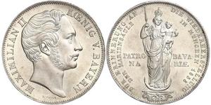 2 Gulden Regno di Baviera (1806 - 1918) Argento Massimiliano II di Baviera(1811 - 1864)