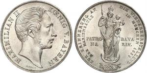 2 Gulden Regno di Baviera (1806 - 1918) Argento Massimiliano II di Baviera(1811 - 1864)