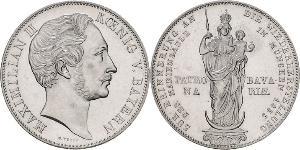 2 Gulden Regno di Baviera (1806 - 1918) Argento Massimiliano II di Baviera(1811 - 1864)