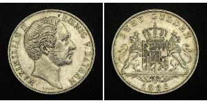 2 Gulden Regno di Baviera (1806 - 1918) Argento Massimiliano II di Baviera(1811 - 1864)