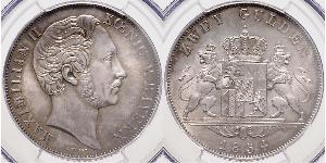 2 Gulden Regno di Baviera (1806 - 1918) Argento Massimiliano II di Baviera(1811 - 1864)