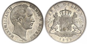 2 Gulden Regno di Baviera (1806 - 1918) Argento Massimiliano II di Baviera(1811 - 1864)