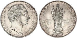 2 Gulden Regno di Baviera (1806 - 1918) Argento Massimiliano II di Baviera(1811 - 1864)